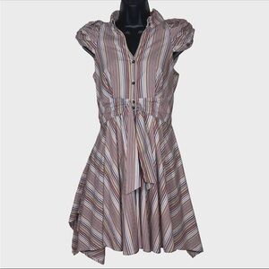 Jorya Shirt Dress 165/ 85 US 6 Fit and Flare striped A line cap sleeve